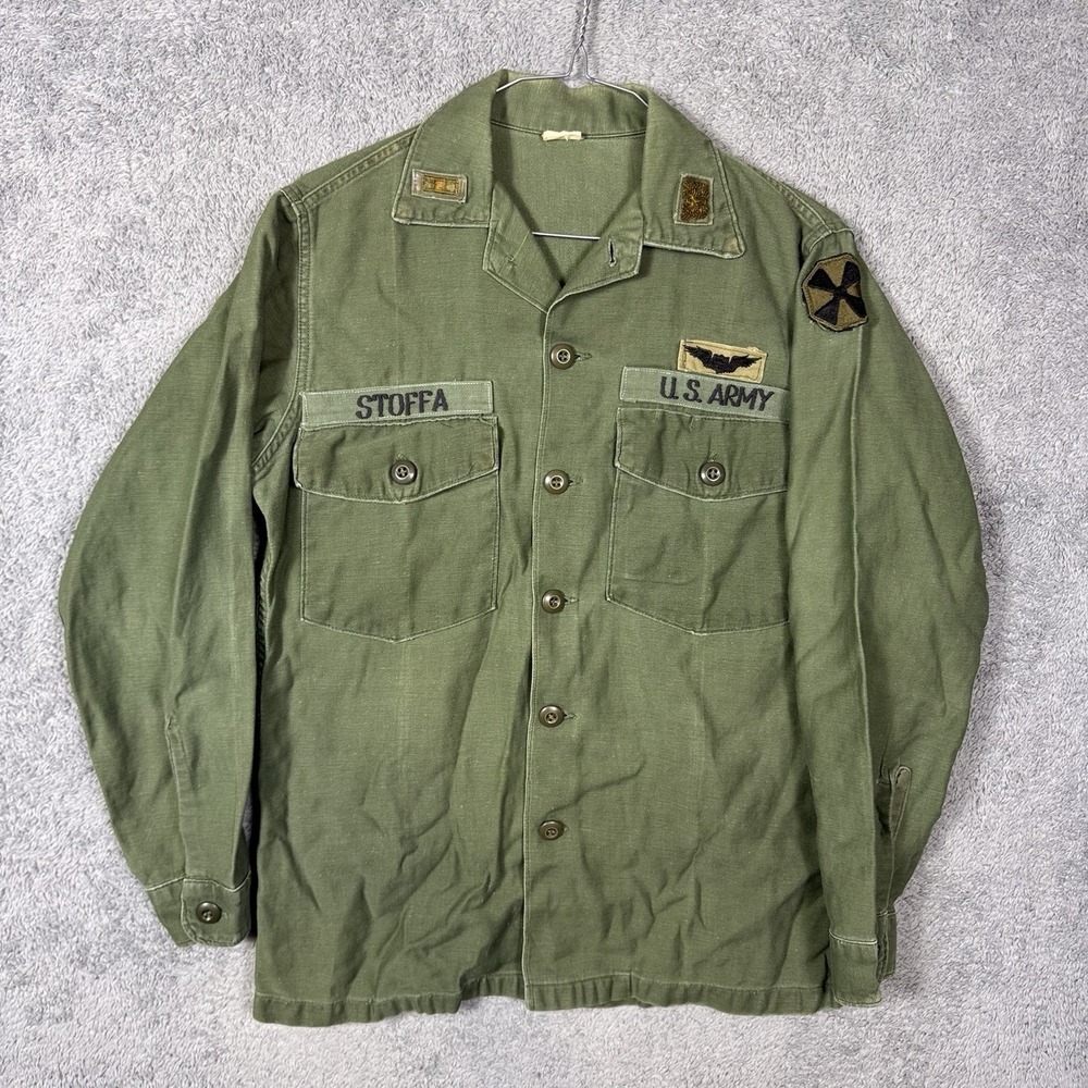 Sateen OG-107 Shirt 14.5x31 Mans SP4 Aviation Combat 7th Army Vietnam‎ 1969